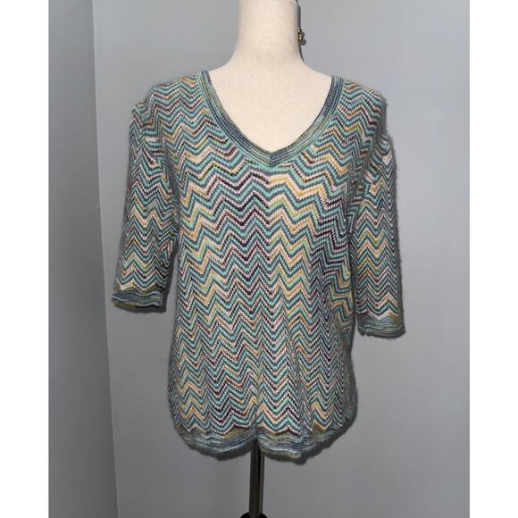 MISSONI Chevron Knit Mohair-Blend Sweater Top - size XL - Picture 3 of 12